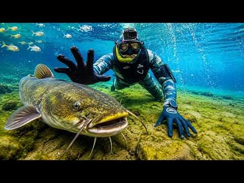 Thumbnail for I Caught Giant Catfish While Fishing UNDERWATER In Ultra Clear RIVER!! (HUGE FISH)